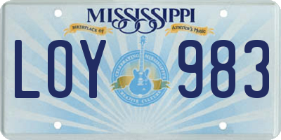 MS license plate LOY983