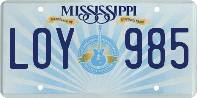 MS license plate LOY985