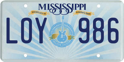 MS license plate LOY986