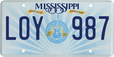 MS license plate LOY987