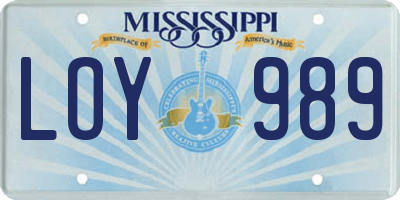 MS license plate LOY989