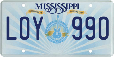 MS license plate LOY990