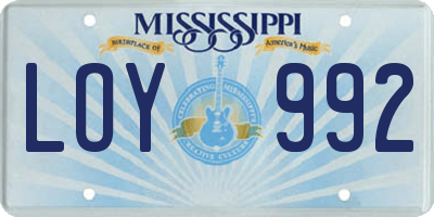MS license plate LOY992