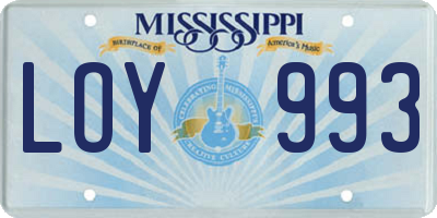 MS license plate LOY993