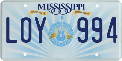 MS license plate LOY994
