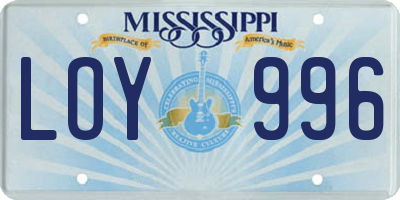 MS license plate LOY996