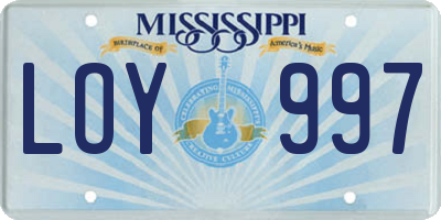 MS license plate LOY997