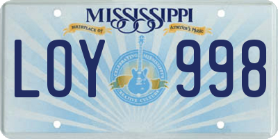 MS license plate LOY998