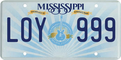 MS license plate LOY999