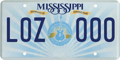MS license plate LOZ000