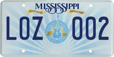 MS license plate LOZ002