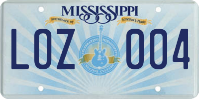 MS license plate LOZ004