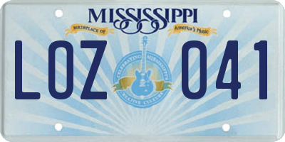 MS license plate LOZ041