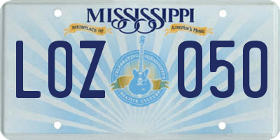 MS license plate LOZ050