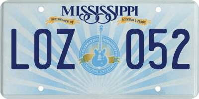 MS license plate LOZ052