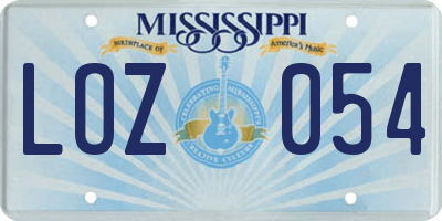 MS license plate LOZ054