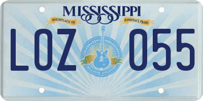 MS license plate LOZ055