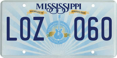 MS license plate LOZ060