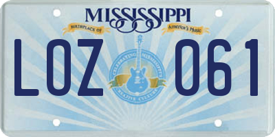 MS license plate LOZ061