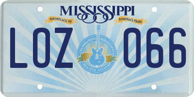 MS license plate LOZ066