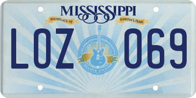 MS license plate LOZ069
