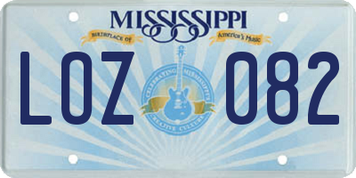 MS license plate LOZ082