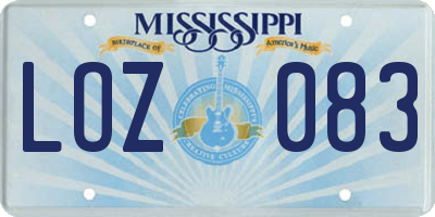 MS license plate LOZ083