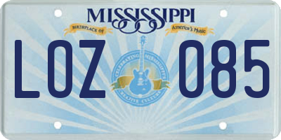 MS license plate LOZ085