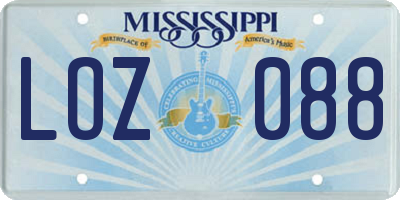 MS license plate LOZ088