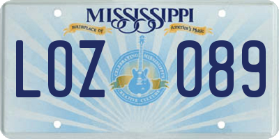 MS license plate LOZ089