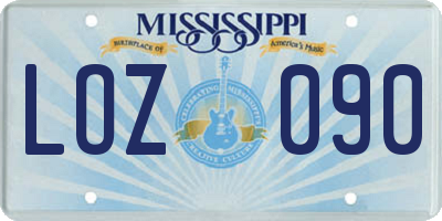MS license plate LOZ090