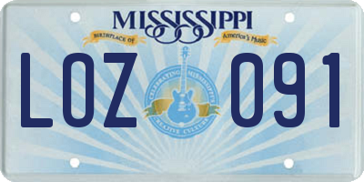 MS license plate LOZ091
