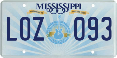 MS license plate LOZ093