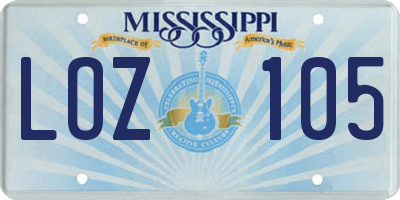 MS license plate LOZ105