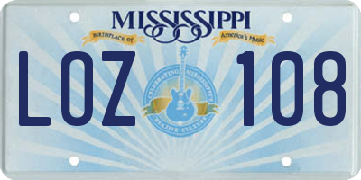 MS license plate LOZ108