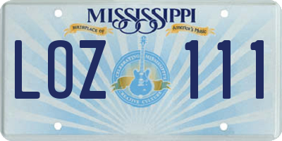 MS license plate LOZ111