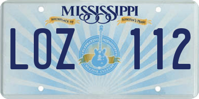 MS license plate LOZ112