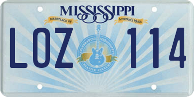 MS license plate LOZ114