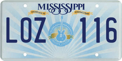 MS license plate LOZ116
