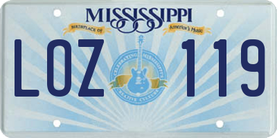 MS license plate LOZ119