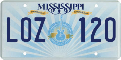 MS license plate LOZ120