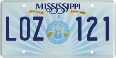 MS license plate LOZ121