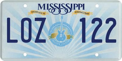 MS license plate LOZ122