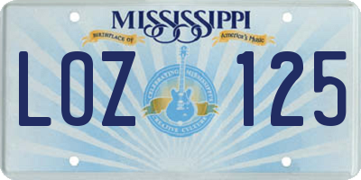 MS license plate LOZ125