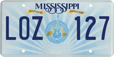 MS license plate LOZ127