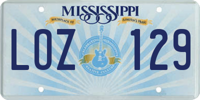 MS license plate LOZ129