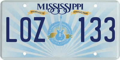 MS license plate LOZ133