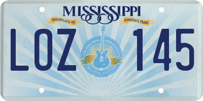 MS license plate LOZ145