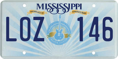 MS license plate LOZ146