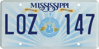 MS license plate LOZ147